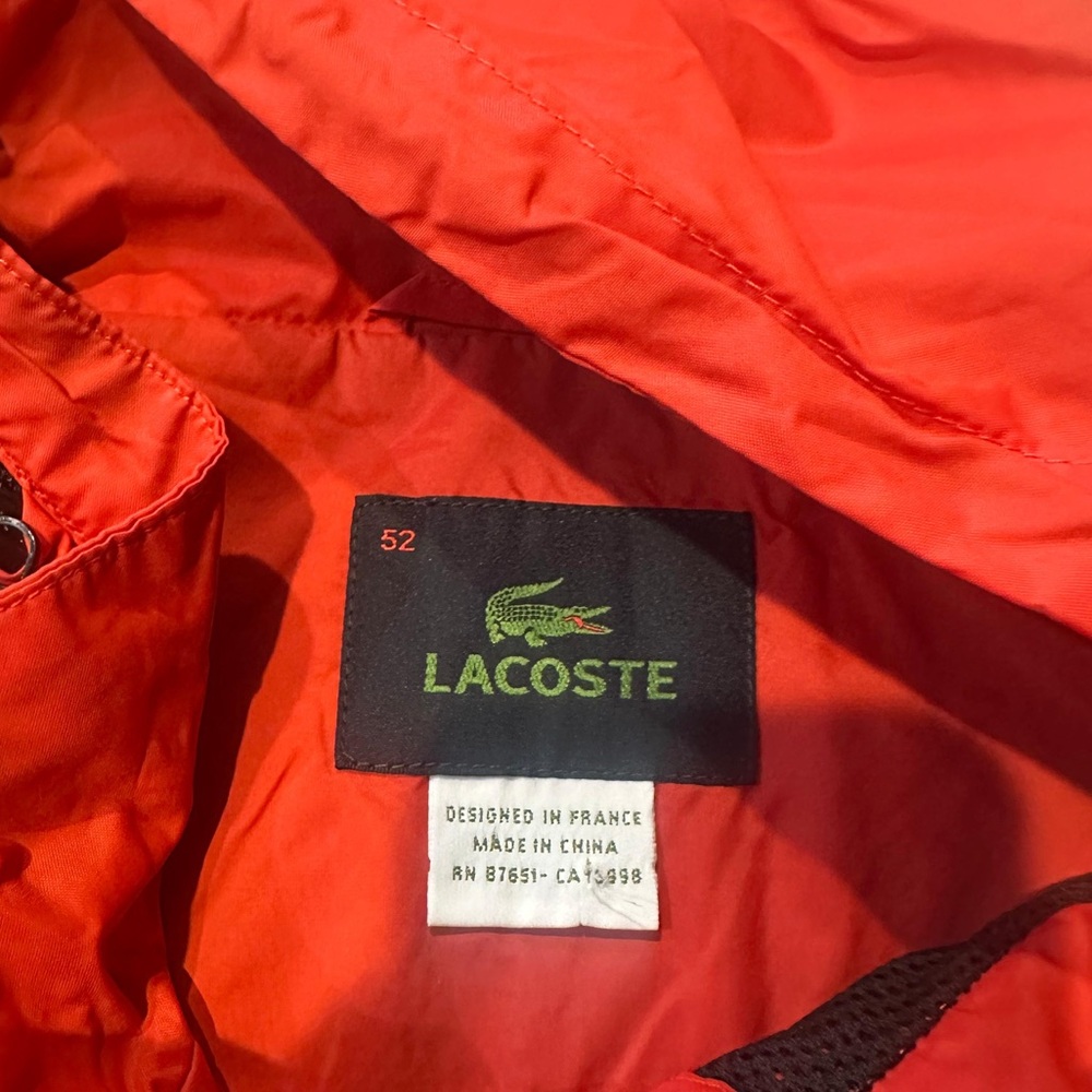 Vintage Red Lacoste Men’s water-repellent track jacket Size 52 - Picture 3 of 3